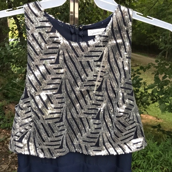 NWT Speechless Navy Sleeveless Dress Sequin Bodice - Picture 5 of 14